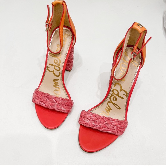 Sam Edelman pink and orange woven heels size 7 - Picture 2 of 7